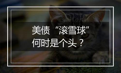 美债“滚雪球”何时是个头?