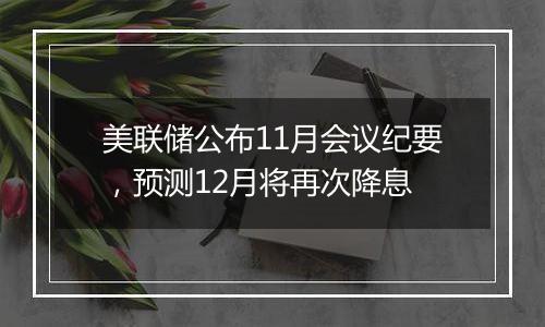 美联储公布11月会议纪要,预测12月将再次降息