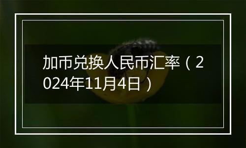 加币兑换人民币汇率(2024年11月4日)