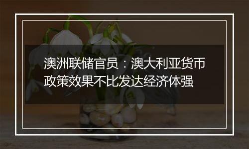 澳洲联储官员:澳大利亚货币政策效果不比发达经济体强