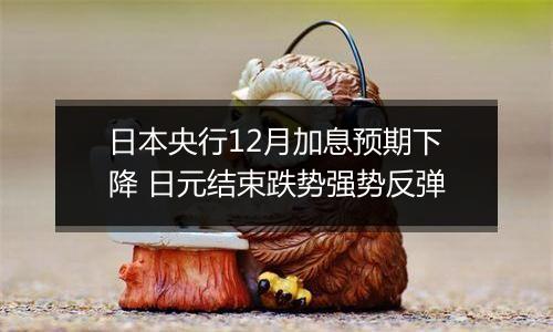 日本央行12月加息预期下降 日元结束跌势强势反弹