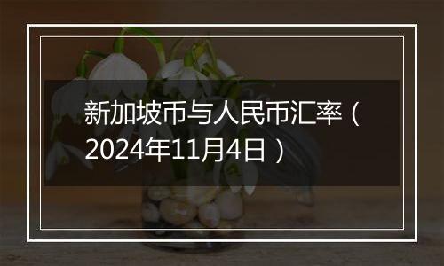 新加坡币与人民币汇率(2024年11月4日)