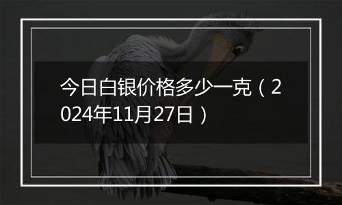 今日白银价格多少一克(2024年11月27日)