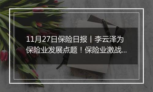 11月27日保险日报丨李云泽为保险业发展点题!保险业激战2025“开门红”,分红险能否重回C位?