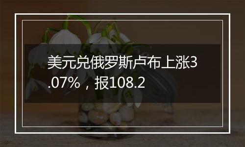 美元兑俄罗斯卢布上涨3.07%,报108.2