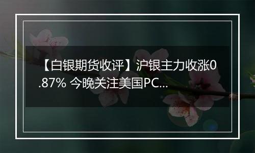【白银期货收评】沪银主力收涨0.87% 今晚关注美国PCE数据