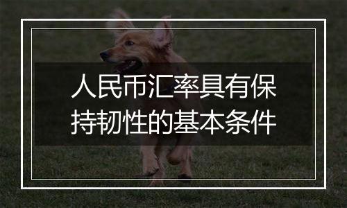 人民币汇率具有保持韧性的基本条件