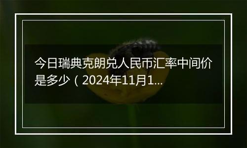 今日瑞典克朗兑人民币汇率中间价是多少(2024年11月1日)