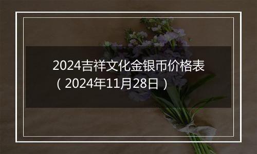 2024吉祥文化金银币价格表(2024年11月28日)