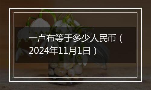 一卢布等于多少人民币(2024年11月1日)
