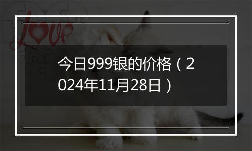 今日999银的价格(2024年11月28日)