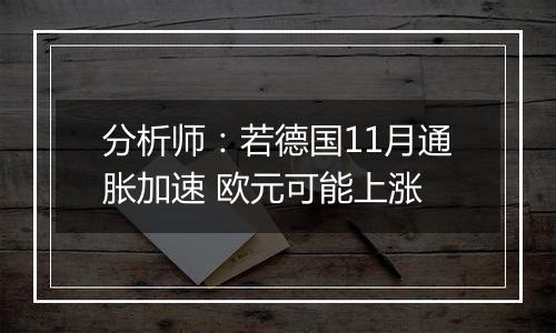 分析师:若德国11月通胀加速 欧元可能上涨