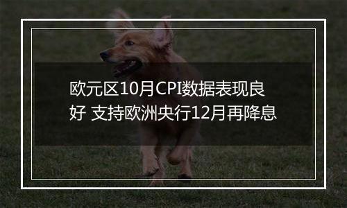 欧元区10月CPI数据表现良好 支持欧洲央行12月再降息