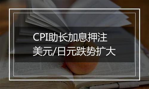 CPI助长加息押注 美元/日元跌势扩大