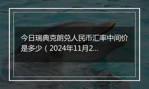 今日瑞典克朗兑人民币汇率中间价是多少(2024年11月29日)