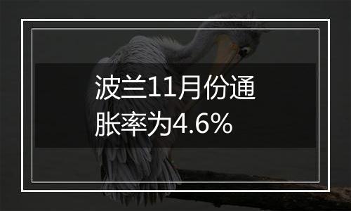 波兰11月份通胀率为4.6%