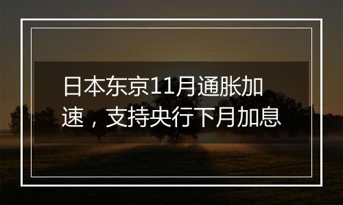 日本东京11月通胀加速,支持央行下月加息