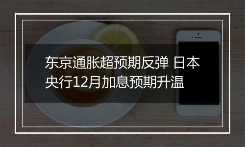 东京通胀超预期反弹 日本央行12月加息预期升温