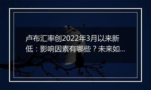 卢布汇率创2022年3月以来新低:影响因素有哪些?未来如何走?