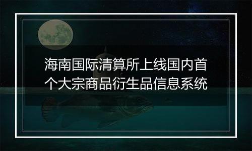 海南国际清算所上线国内首个大宗商品衍生品信息系统