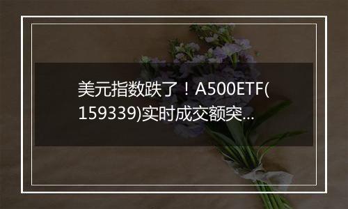 美元指数跌了!A500ETF(159339)实时成交额突破6亿元,午后溢价交易频现。