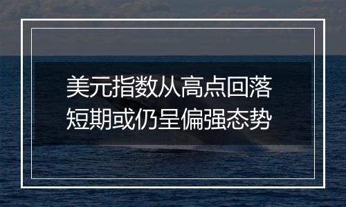 美元指数从高点回落 短期或仍呈偏强态势