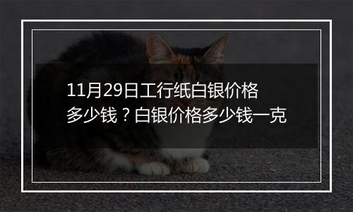 11月29日工行纸白银价格多少钱？白银价格多少钱一克