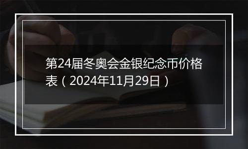 第24届冬奥会金银纪念币价格表(2024年11月29日)