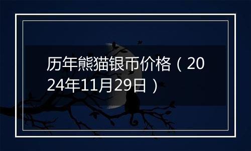 历年熊猫银币价格(2024年11月29日)
