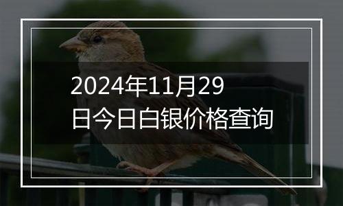 2024年11月29日今日白银价格查询
