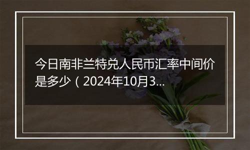 今日南非兰特兑人民币汇率中间价是多少(2024年10月31日)