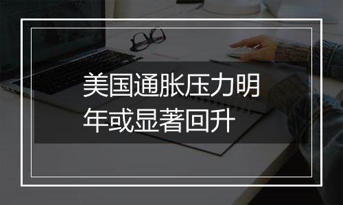 美国通胀压力明年或显著回升
