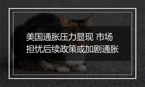 美国通胀压力显现 市场担忧后续政策或加剧通胀