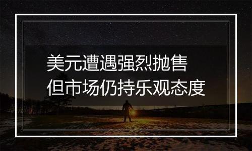 美元遭遇强烈抛售 但市场仍持乐观态度