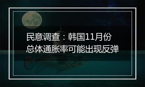 民意调查:韩国11月份总体通胀率可能出现反弹