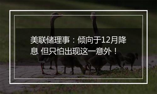 美联储理事:倾向于12月降息 但只怕出现这一意外!