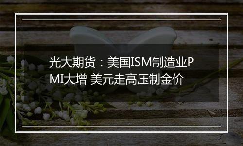 光大期货:美国ISM制造业PMI大增 美元走高压制金价