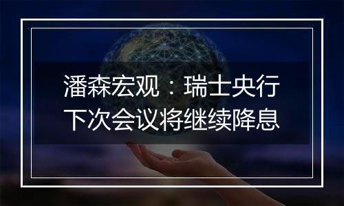 潘森宏观:瑞士央行下次会议将继续降息