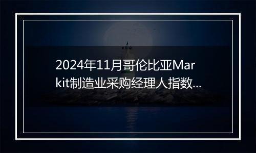 2024年11月哥伦比亚Markit制造业采购经理人指数PMI为53.4,前月为52.3