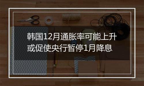 韩国12月通胀率可能上升或促使央行暂停1月降息