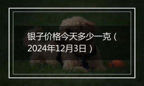 银子价格今天多少一克(2024年12月3日)