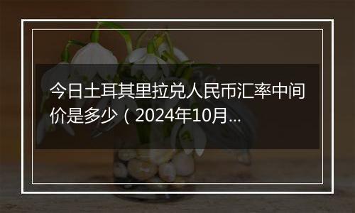 今日土耳其里拉兑人民币汇率中间价是多少(2024年10月30日)