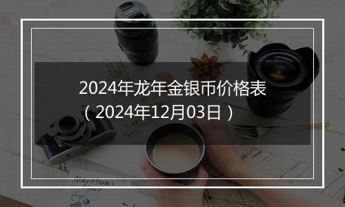 2024年龙年金银币价格表(2024年12月03日)