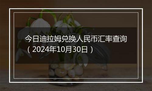 今日迪拉姆兑换人民币汇率查询(2024年10月30日)