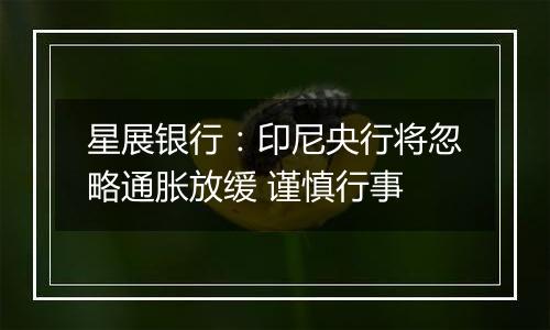星展银行:印尼央行将忽略通胀放缓 谨慎行事