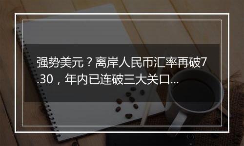 强势美元?离岸人民币汇率再破7.30,年内已连破三大关口!美联储12月降息概率上升