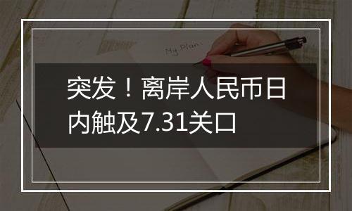 突发!离岸人民币日内触及7.31关口