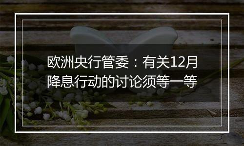 欧洲央行管委:有关12月降息行动的讨论须等一等