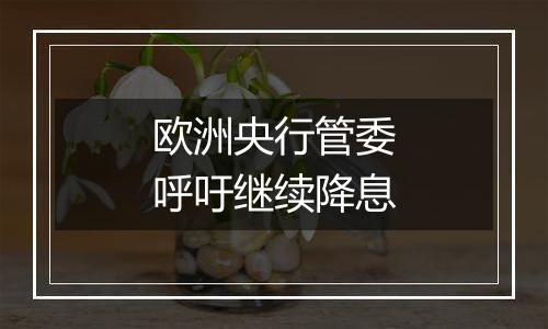 欧洲央行管委呼吁继续降息