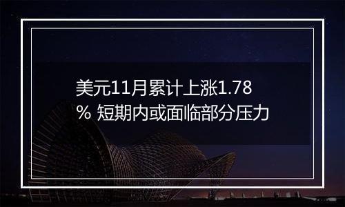 美元11月累计上涨1.78% 短期内或面临部分压力
